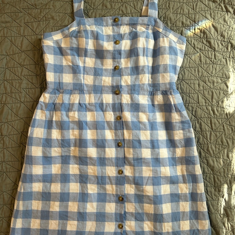 J. Crew Blue and White Checkered Dress